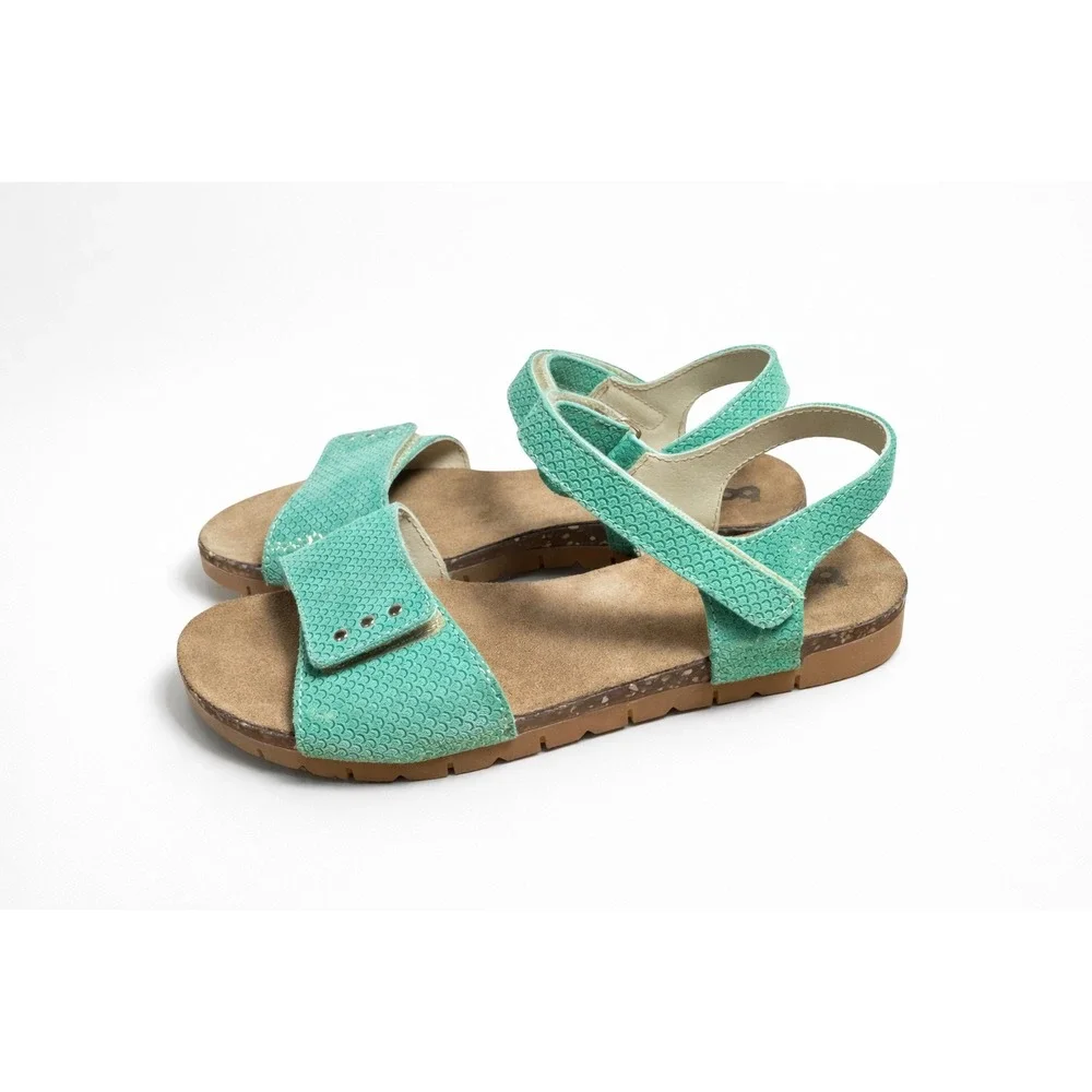 Bopy Seafoam Green‎ Leather Sandals EU 37 Youth 5 Adjustable Comfort Footbed